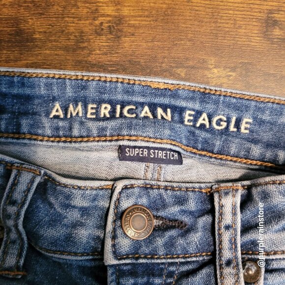 American Eagle Jeans 4 R Jegging Super Stretch Super Hi Rise Medium Light Wash - Picture 4 of 12